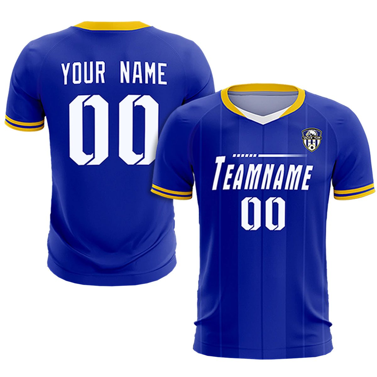 Custom Royal Blue-Old Gold Navy Design Uniform Soccer Sets Jersey