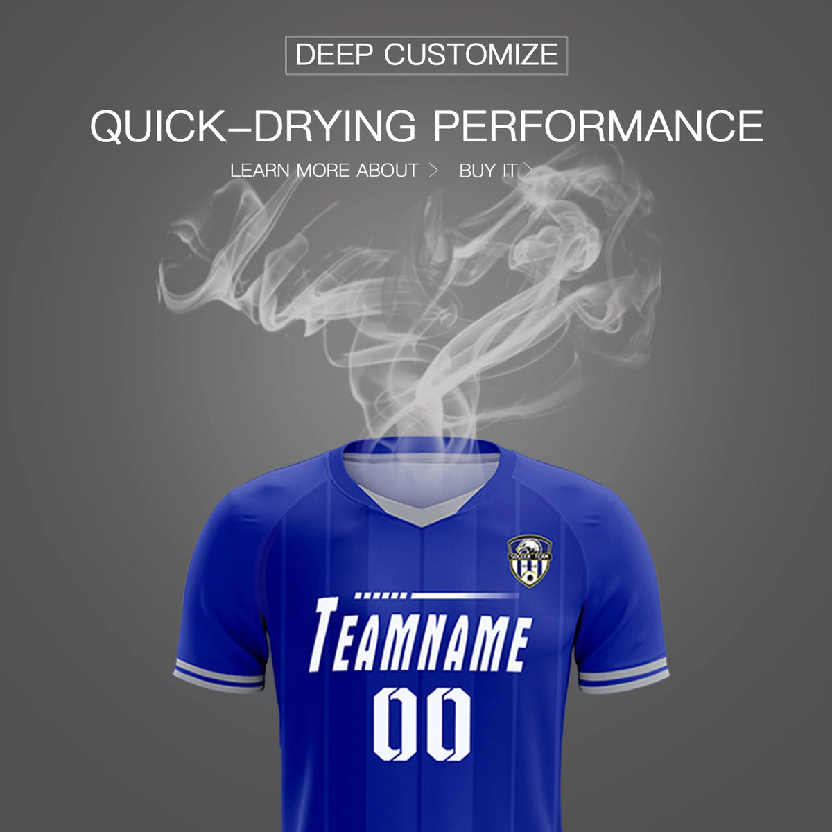 Custom Royal Blue-Gray Navy Design Uniform Soccer Sets Jersey