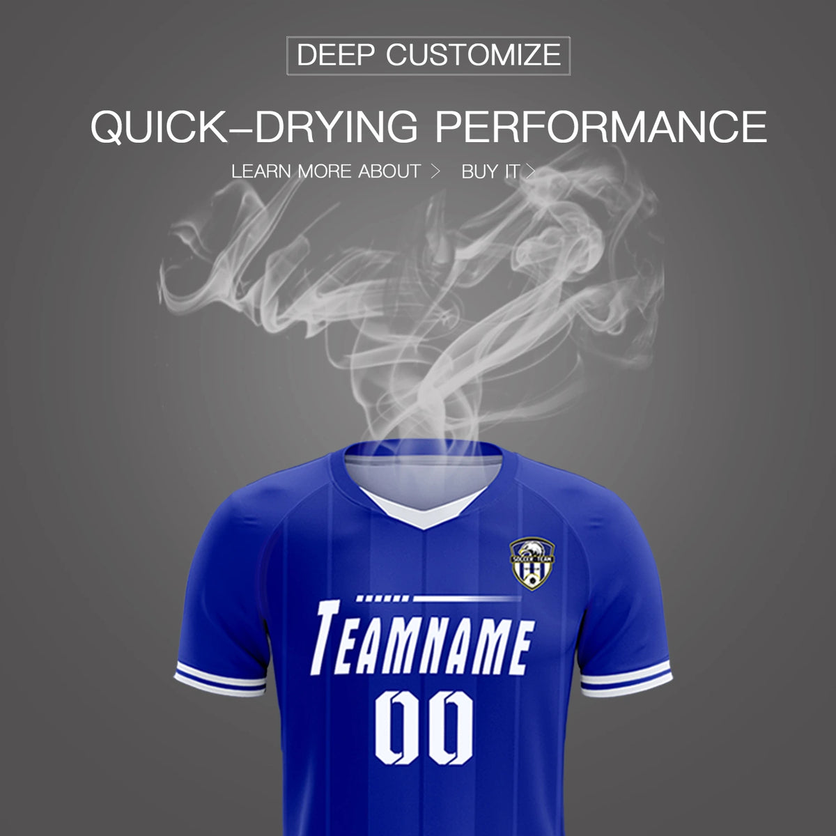 Custom Royal Blue-White Navy Design Uniform Soccer Sets Jersey