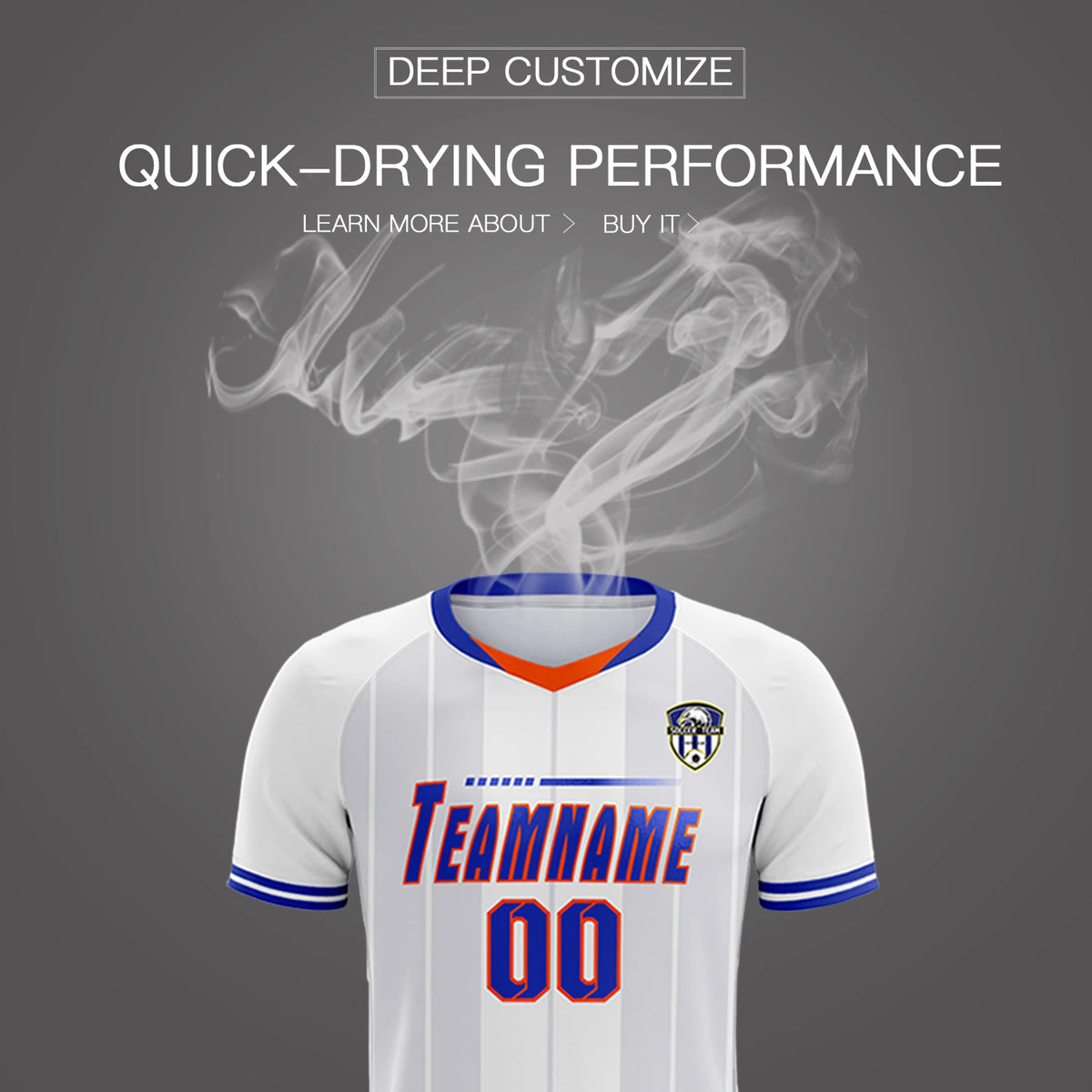 Custom White Orange-Navy Design Uniform Soccer Sets Jersey
