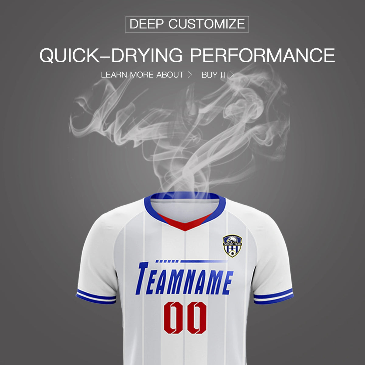 Custom White Red-Navy Design Uniform Soccer Sets Jersey