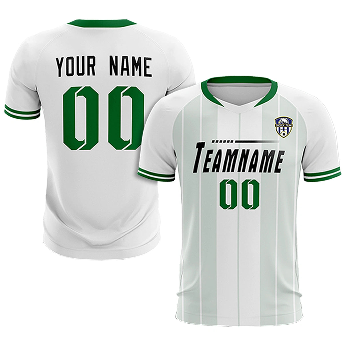 Custom White Kelly Green-Black Design Uniform Soccer Sets Jersey