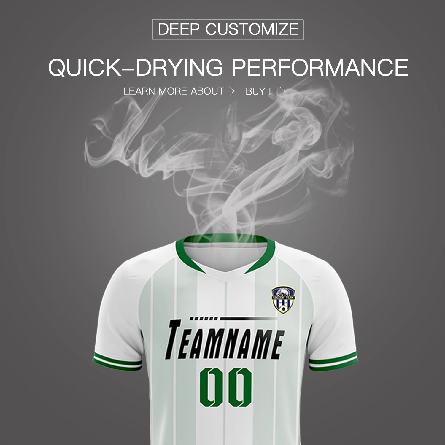 Custom White Kelly Green-Black Design Uniform Soccer Sets Jersey