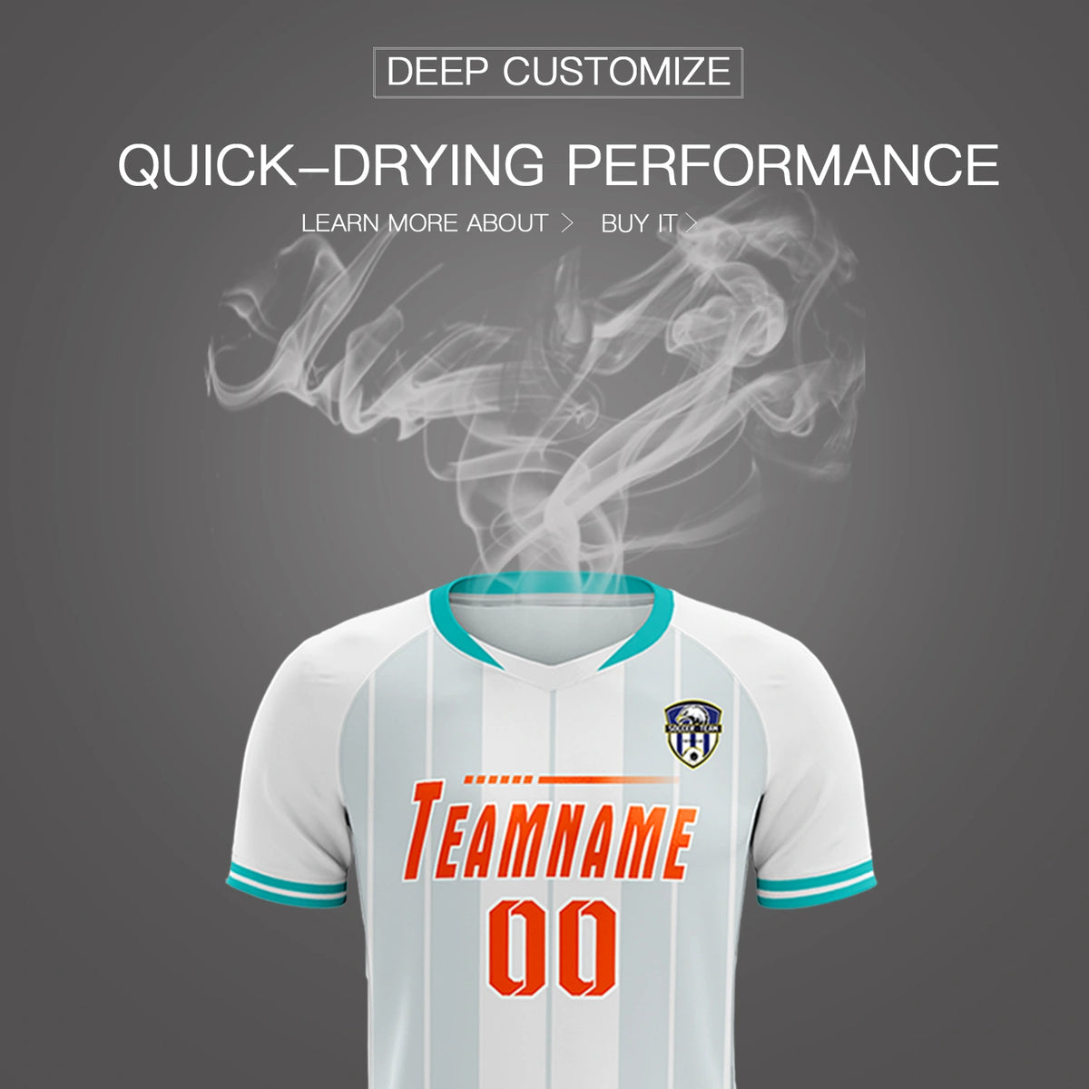 Custom White Aqua-Black Design Uniform Soccer Sets Jersey