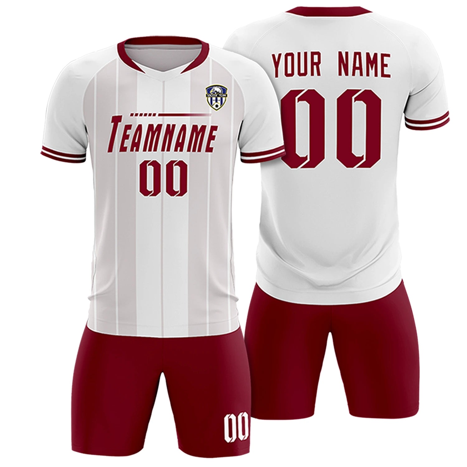 Custom White Crimson-Crimson Design Uniform Soccer Sets Jersey