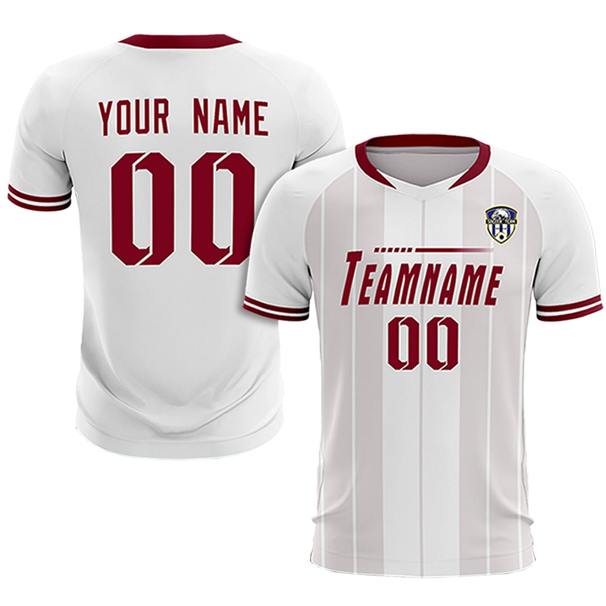 Custom White Crimson-Crimson Design Uniform Soccer Sets Jersey