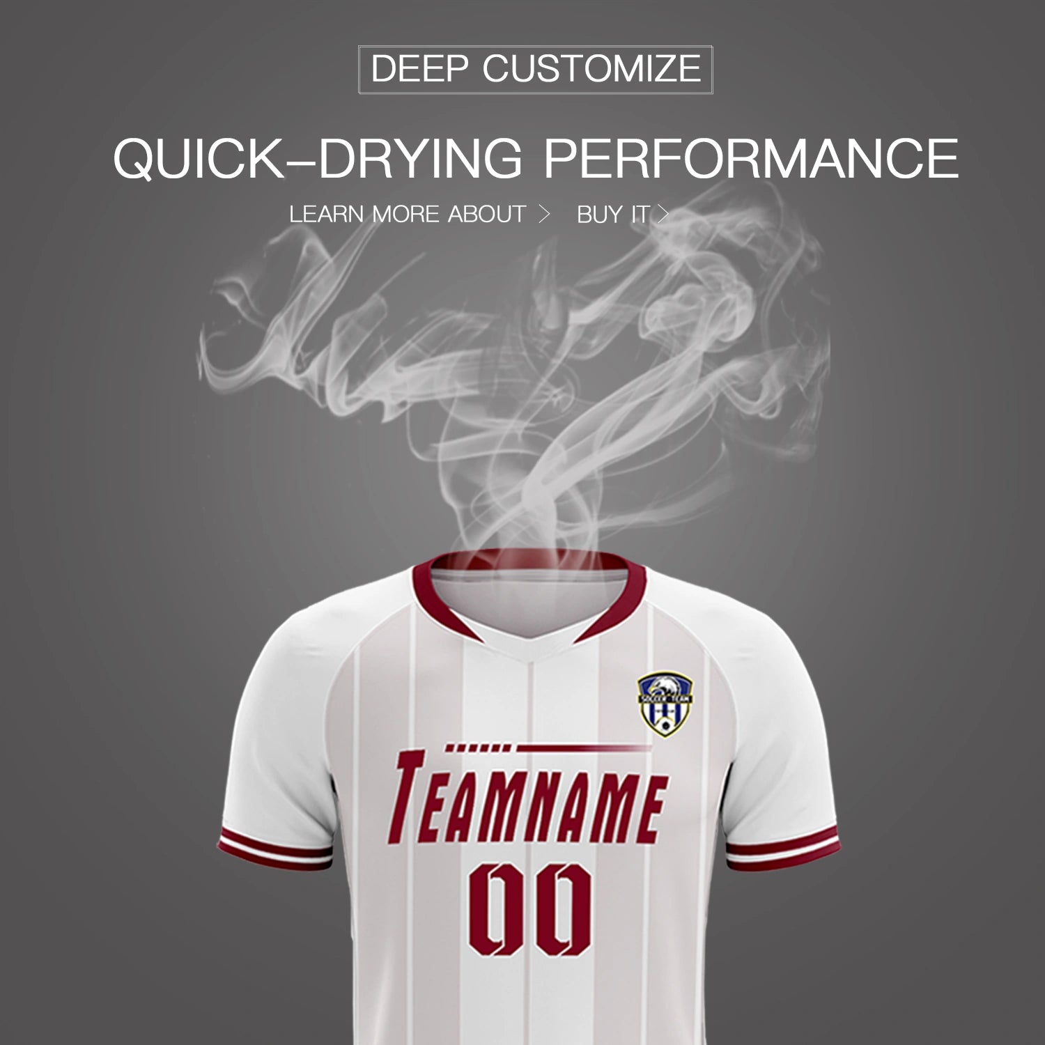 Custom White Crimson-Crimson Design Uniform Soccer Sets Jersey