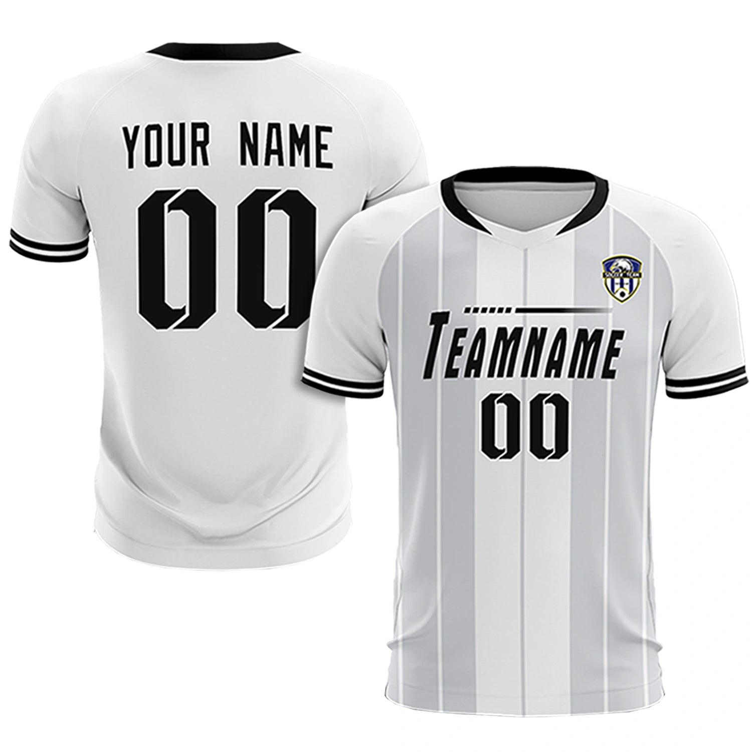 Custom White Black-Black Design Uniform Soccer Sets Jersey
