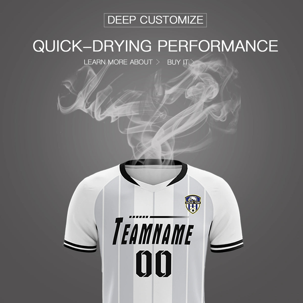 Custom White Black-Black Design Uniform Soccer Sets Jersey