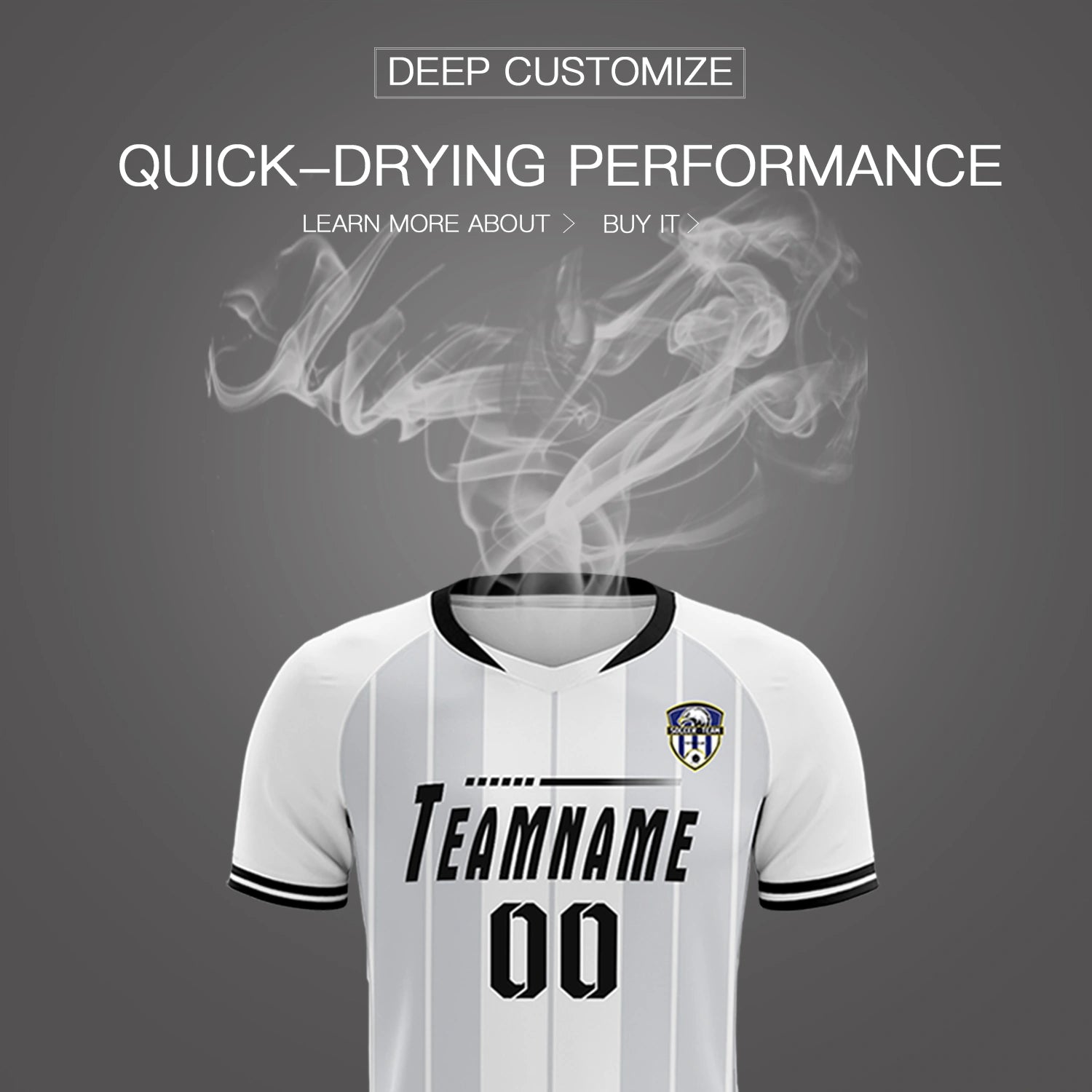 Custom White Black-Black Design Uniform Soccer Sets Jersey