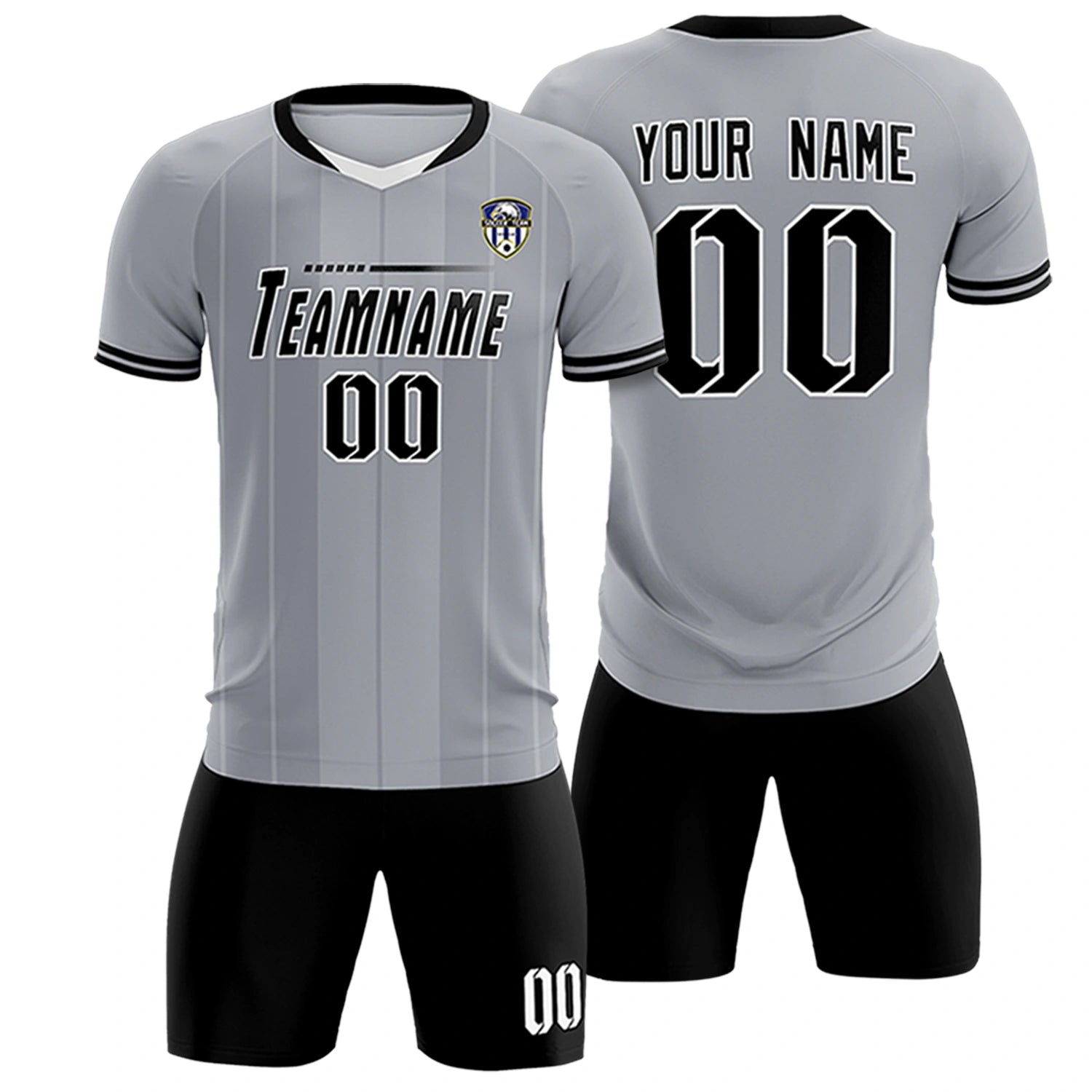 Custom Gray White-Black Design Uniform Soccer Sets Jersey