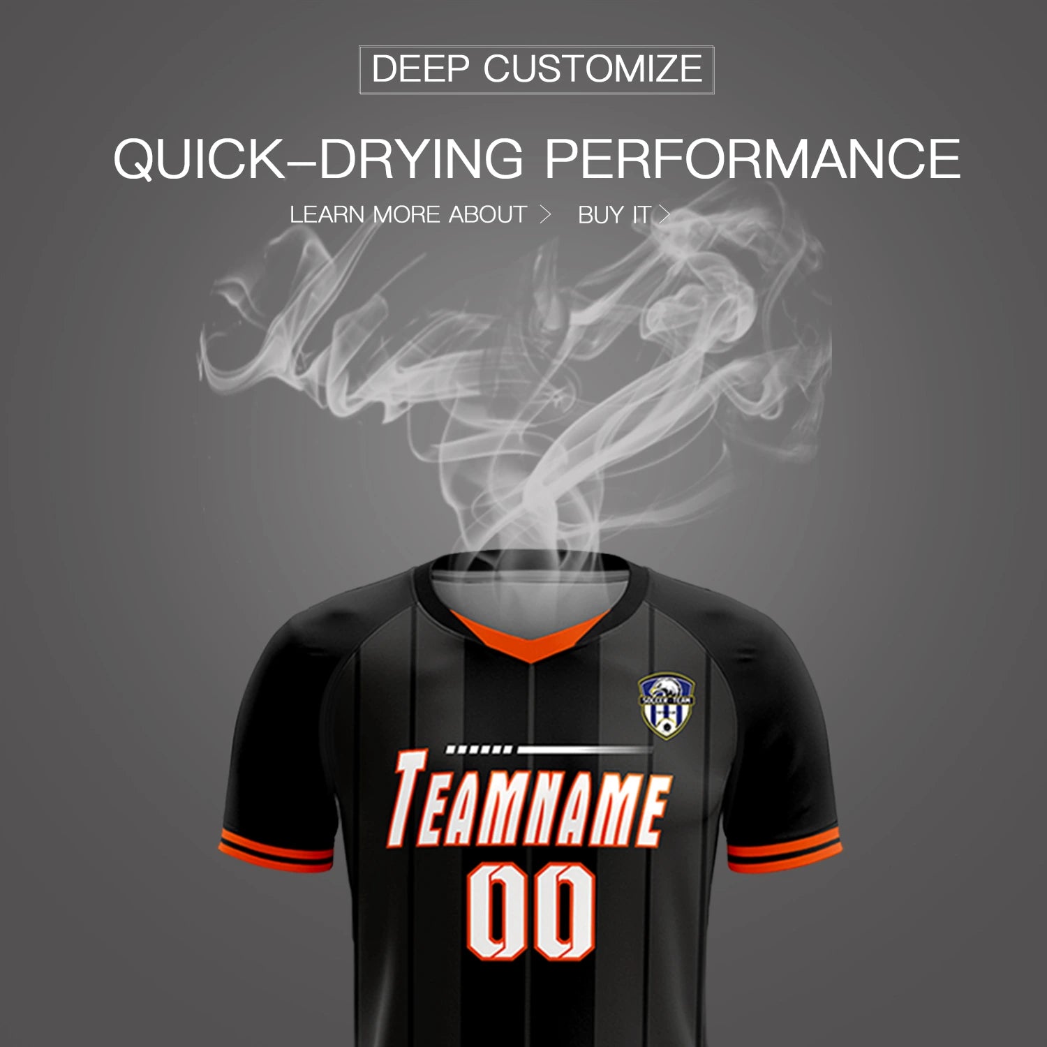 Custom Black Orange-Black Design Uniform Soccer Sets Jersey