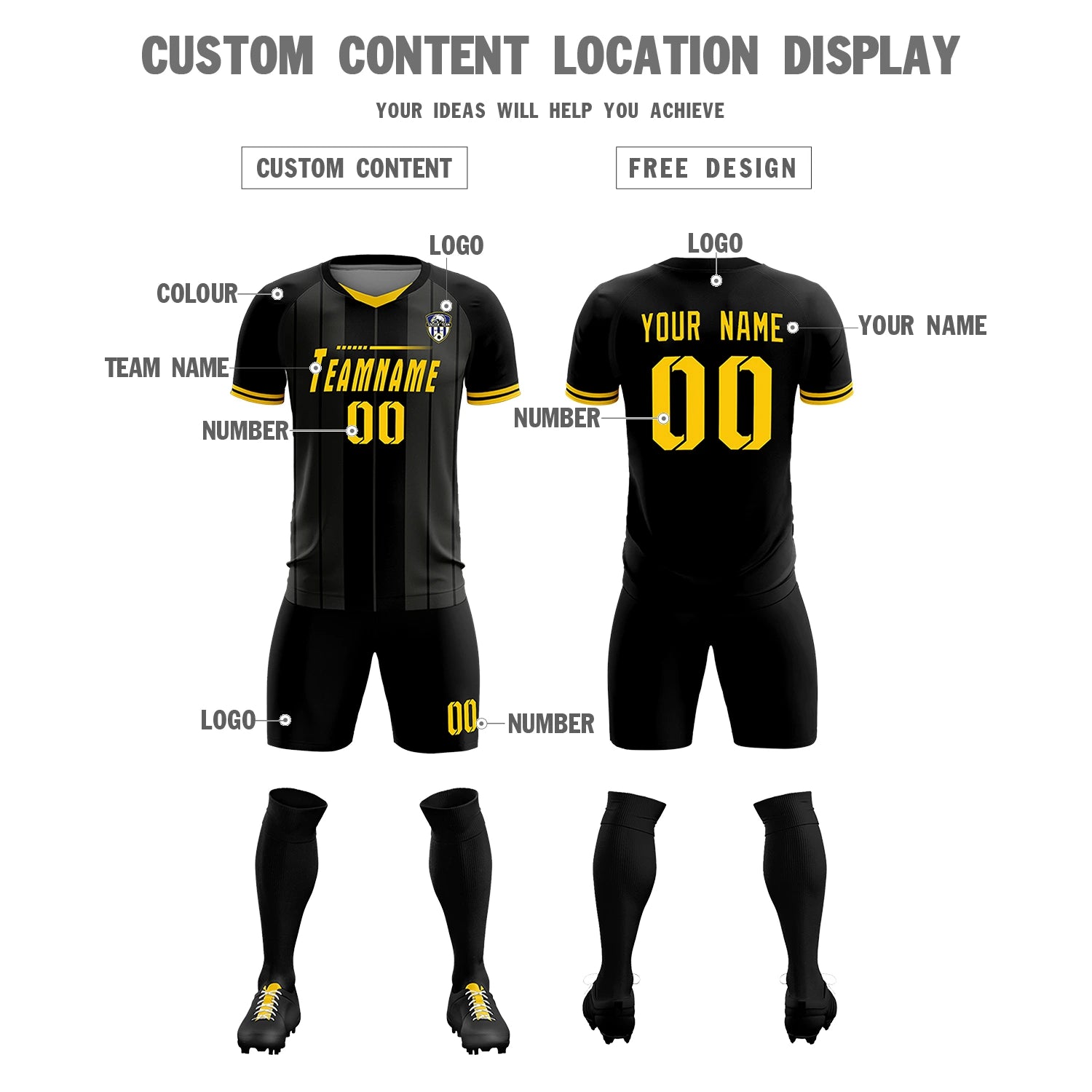 Custom Black Gold 01-Black Design Uniform Soccer Sets Jersey