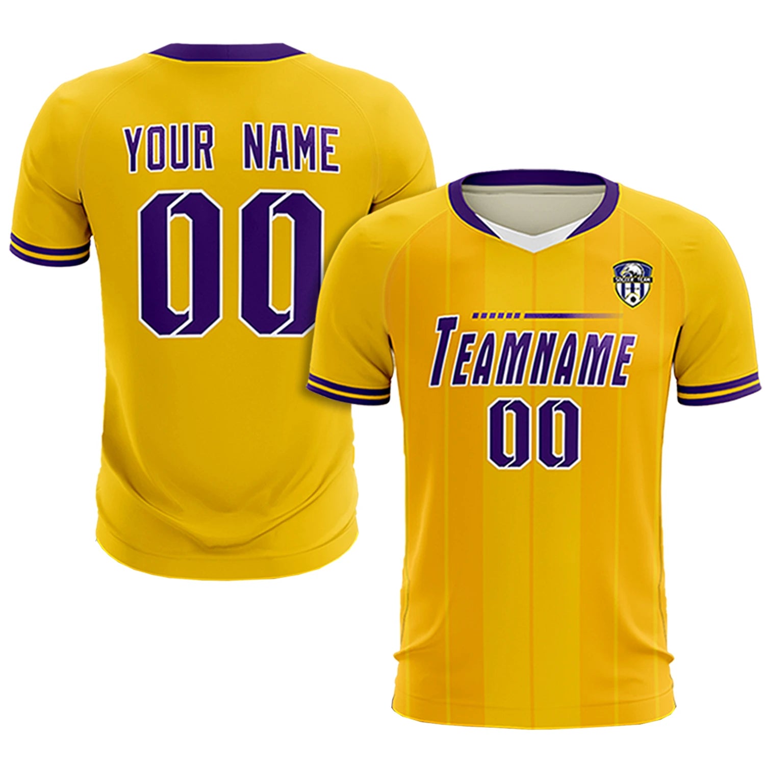 Custom Gold 01 White-Purple Design Uniform Soccer Sets Jersey