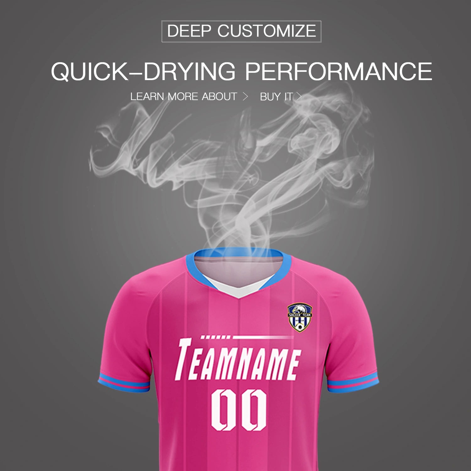 Custom Pink Powder Blue-Black Design Uniform Soccer Sets Jersey