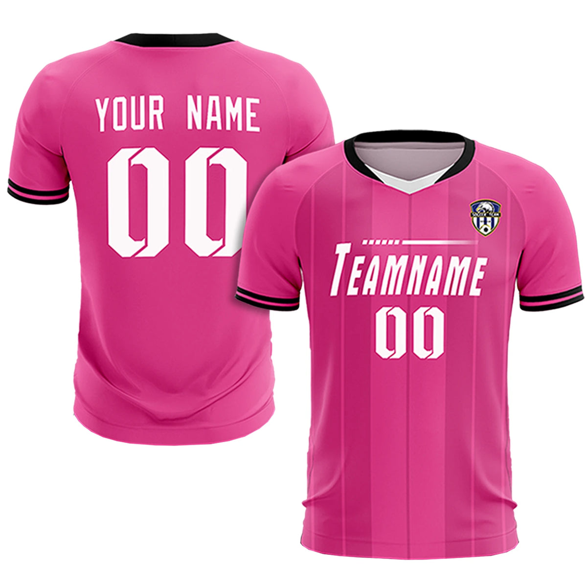 Custom Pink White-Black Design Uniform Soccer Sets Jersey