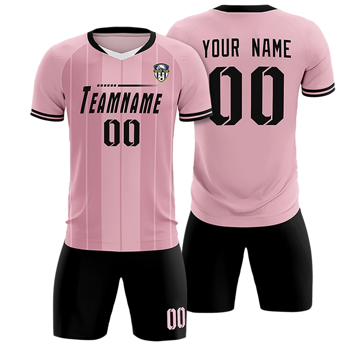 Custom Light Pink White-Black Design Uniform Soccer Sets Jersey