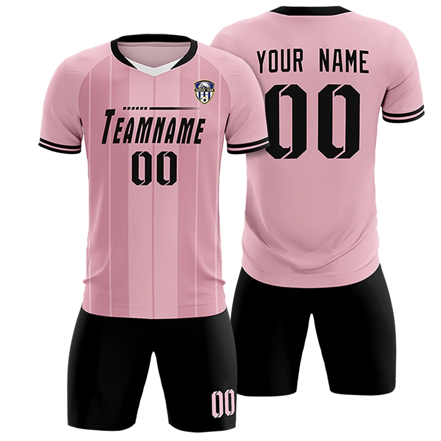 Custom Light Pink White-Black Design Uniform Soccer Sets Jersey