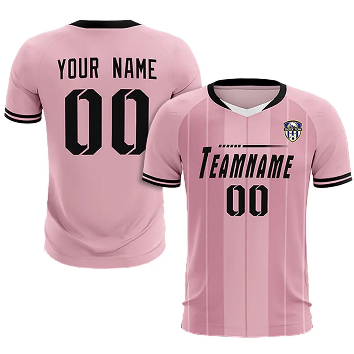 Custom Light Pink White-Black Design Uniform Soccer Sets Jersey