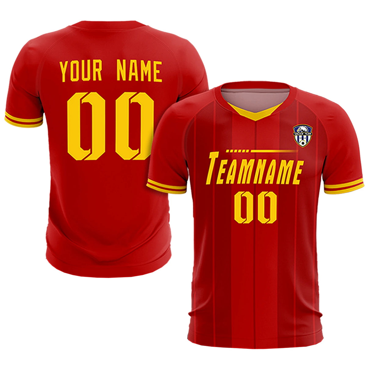 Custom Red Gold 01-Black Design Uniform Soccer Sets Jersey