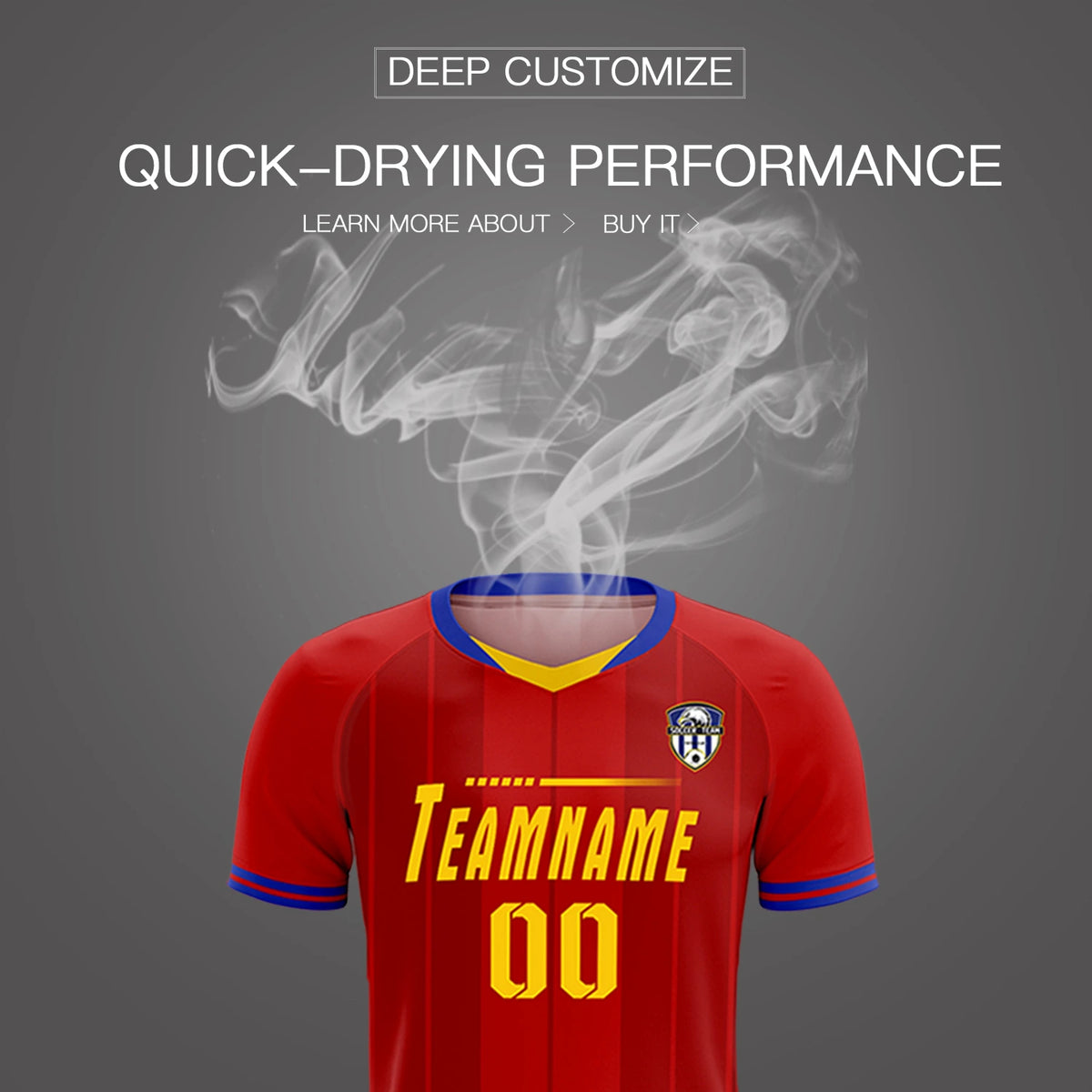 Custom Red Gold 01-Royal Blue Design Uniform Soccer Sets Jersey