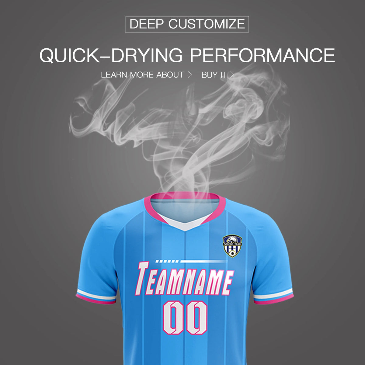 Custom Powder Blue Pink-Navy Design Uniform Soccer Sets Jersey