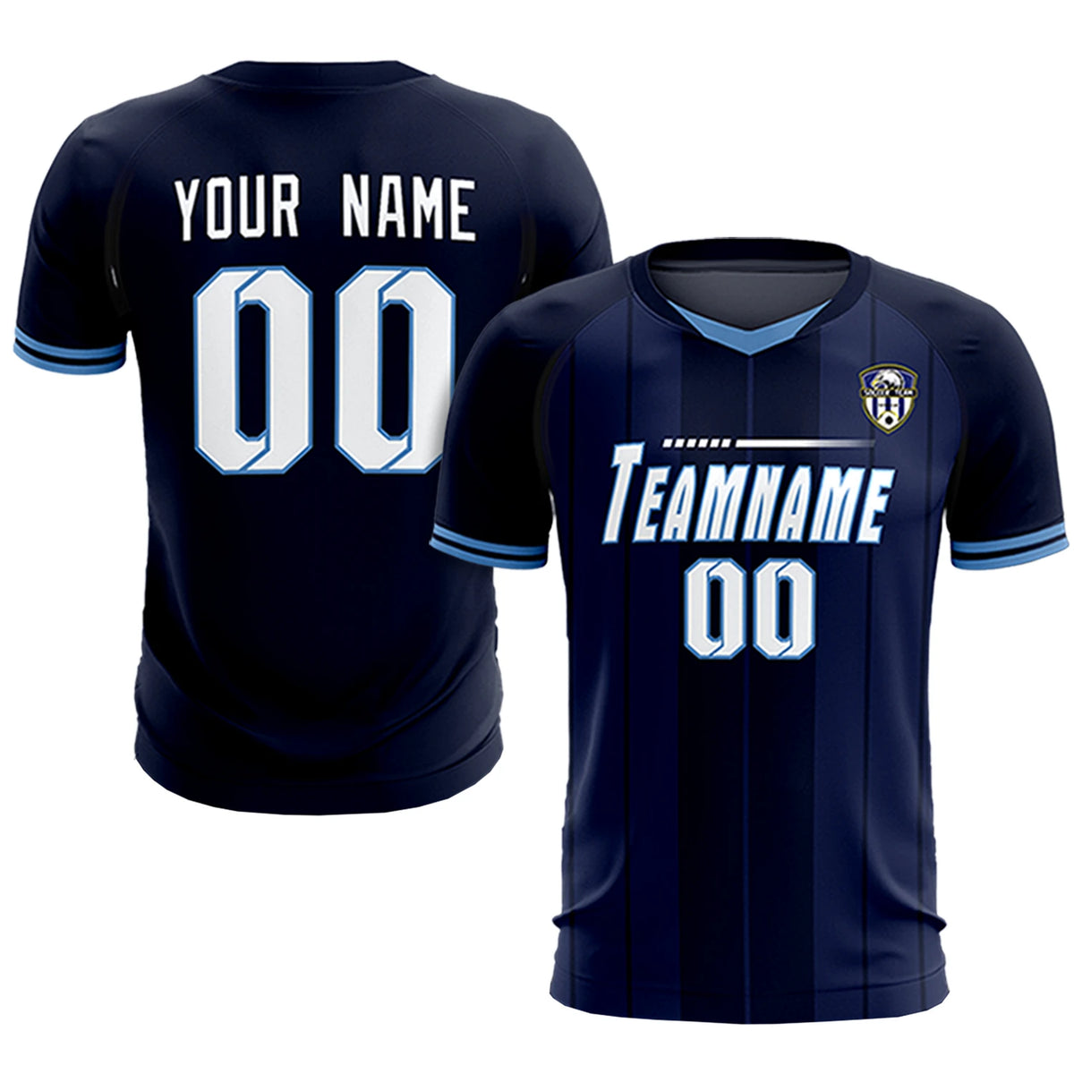 Custom Navy Light Blue-Navy Design Uniform Soccer Sets Jersey
