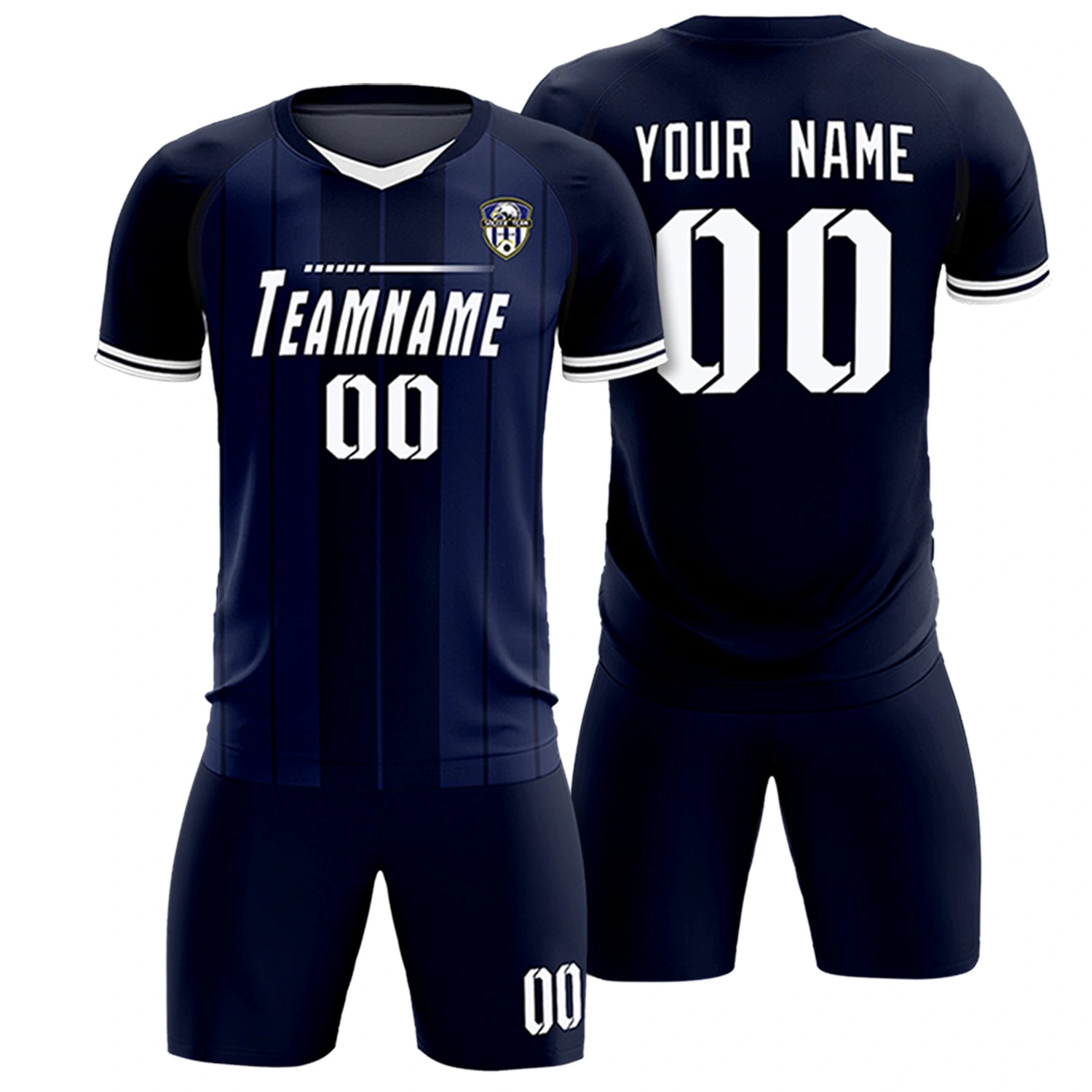 Custom Navy White-Navy Design Uniform Soccer Sets Jersey