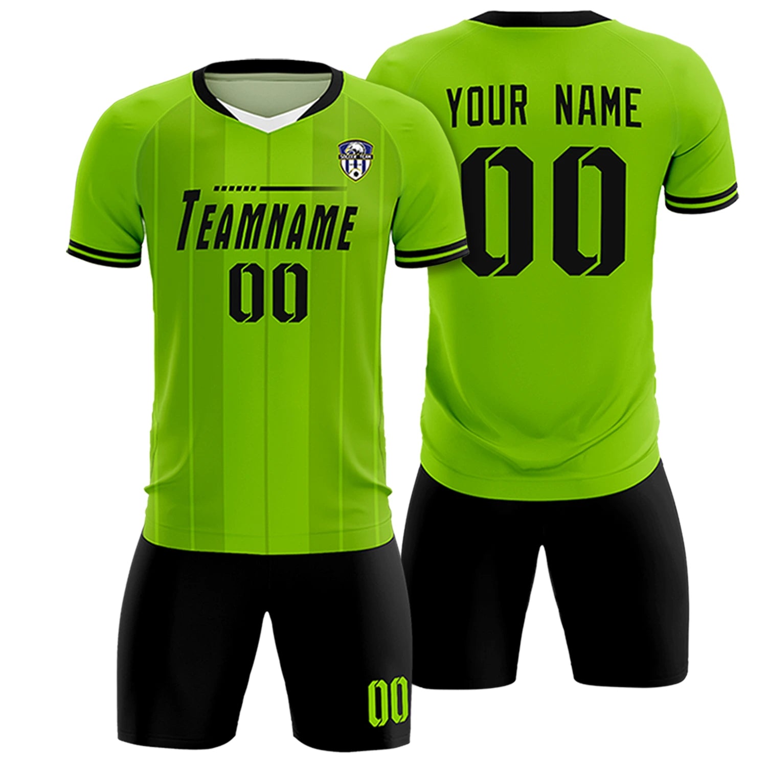 Custom Neon Green White-Black Design Uniform Soccer Sets Jersey