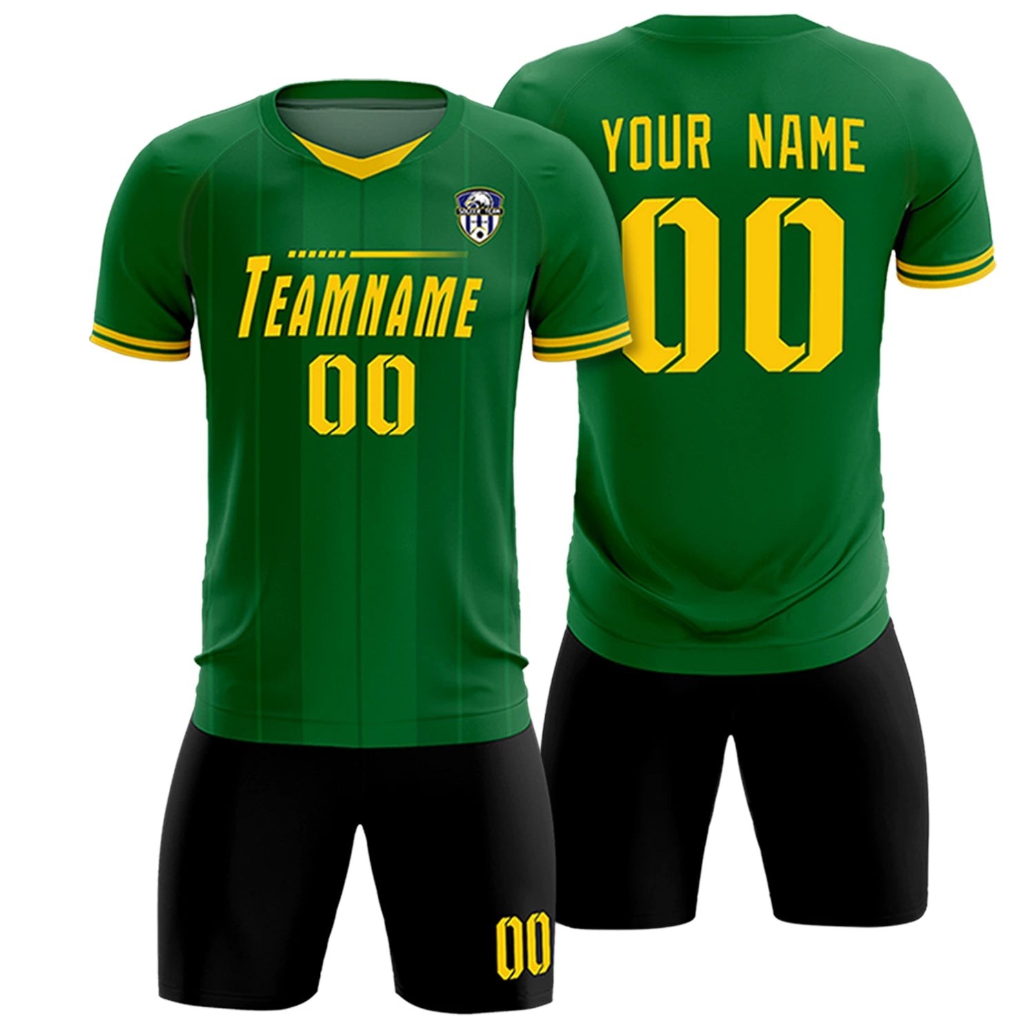 Custom Kelly Green Gold 01-Black Design Uniform Soccer Sets Jersey