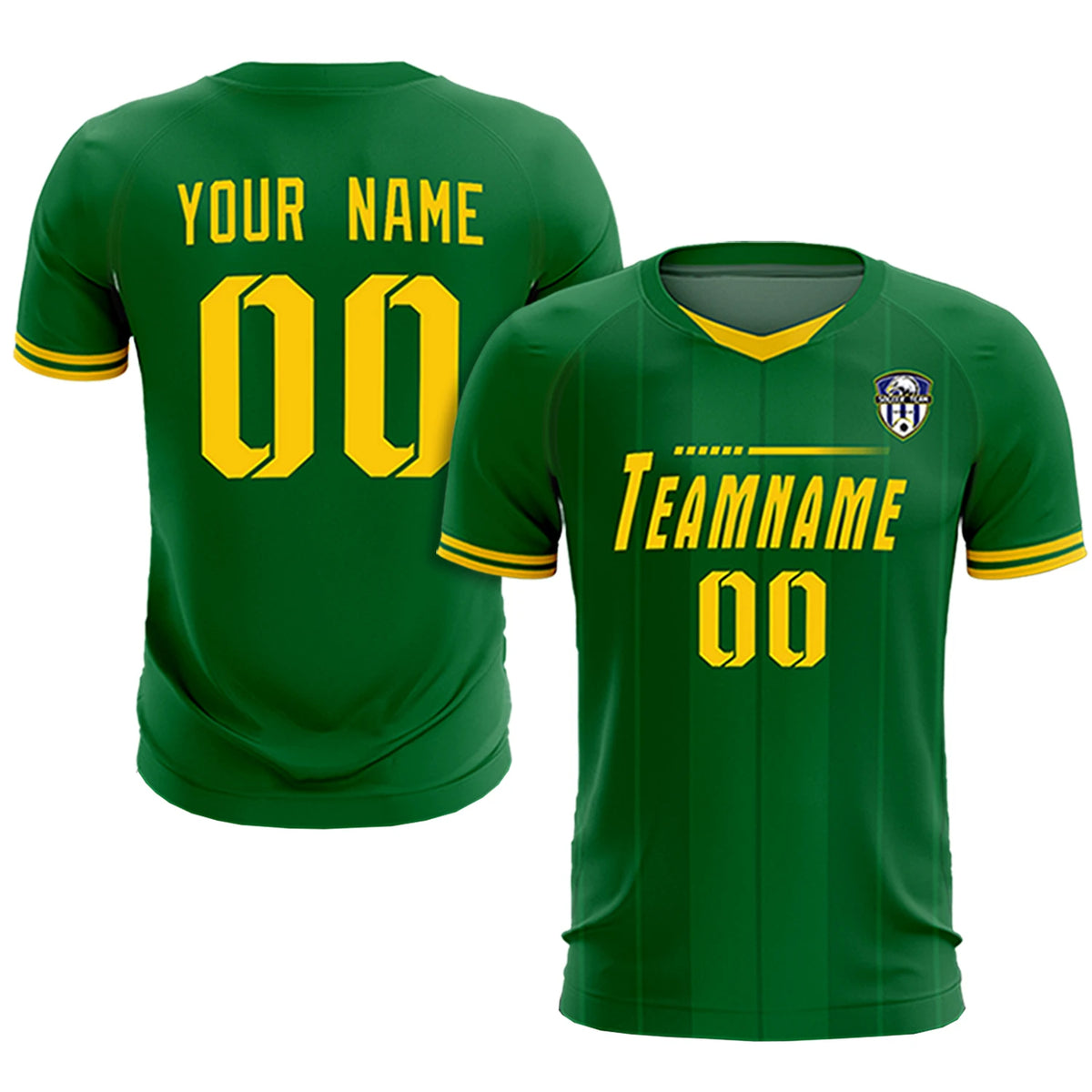 Custom Kelly Green Gold 01-Black Design Uniform Soccer Sets Jersey