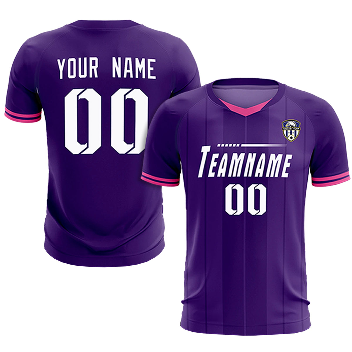 Custom Purple Pink-Black Design Uniform Soccer Sets Jersey