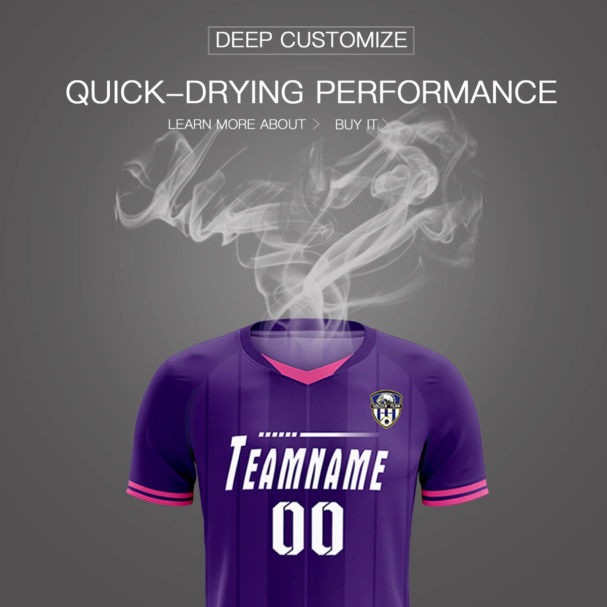 Custom Purple Pink-Black Design Uniform Soccer Sets Jersey