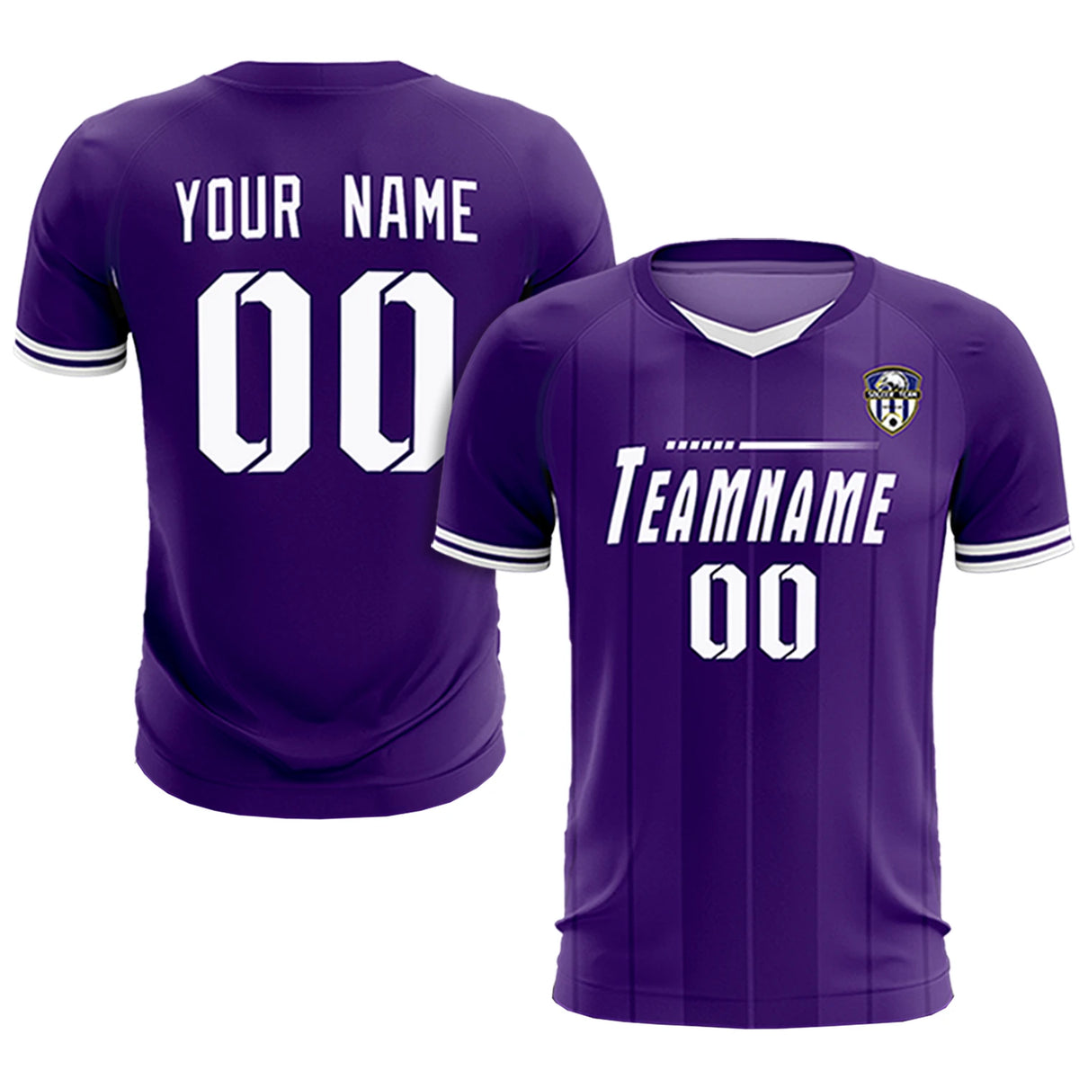 Custom Purple White-Black Design Uniform Soccer Sets Jersey
