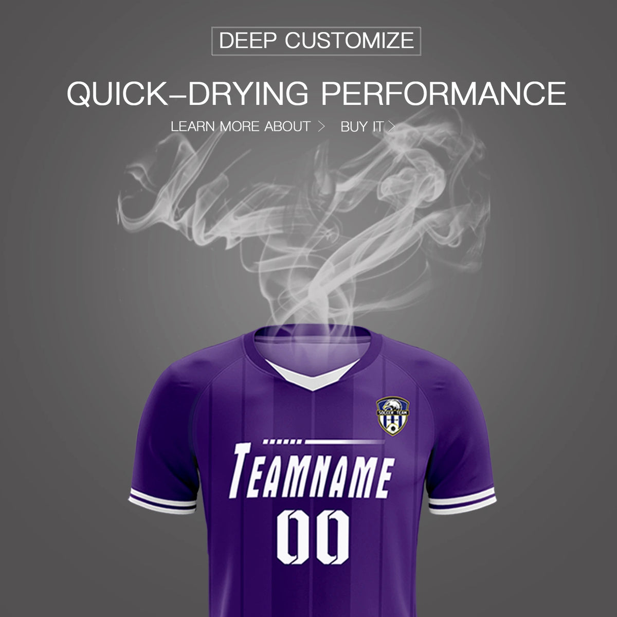 Custom Purple White-Black Design Uniform Soccer Sets Jersey