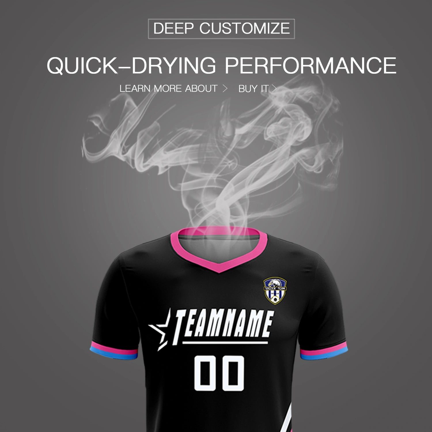 Custom Black White-Pink Gradient Fashion Sportswear Soccer Sets Jersey