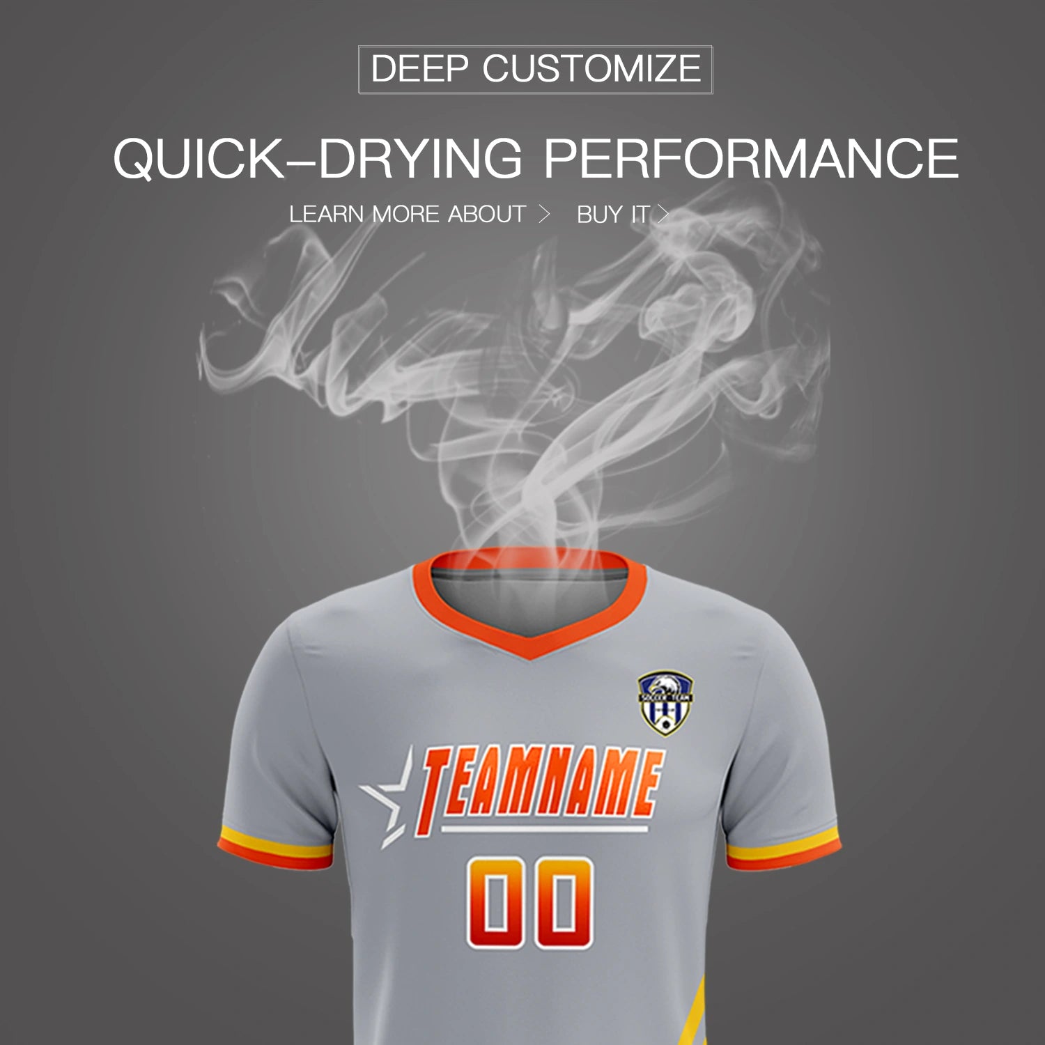 Custom Gray Gold01-Orange Gradient Fashion Sportswear Soccer Sets Jersey