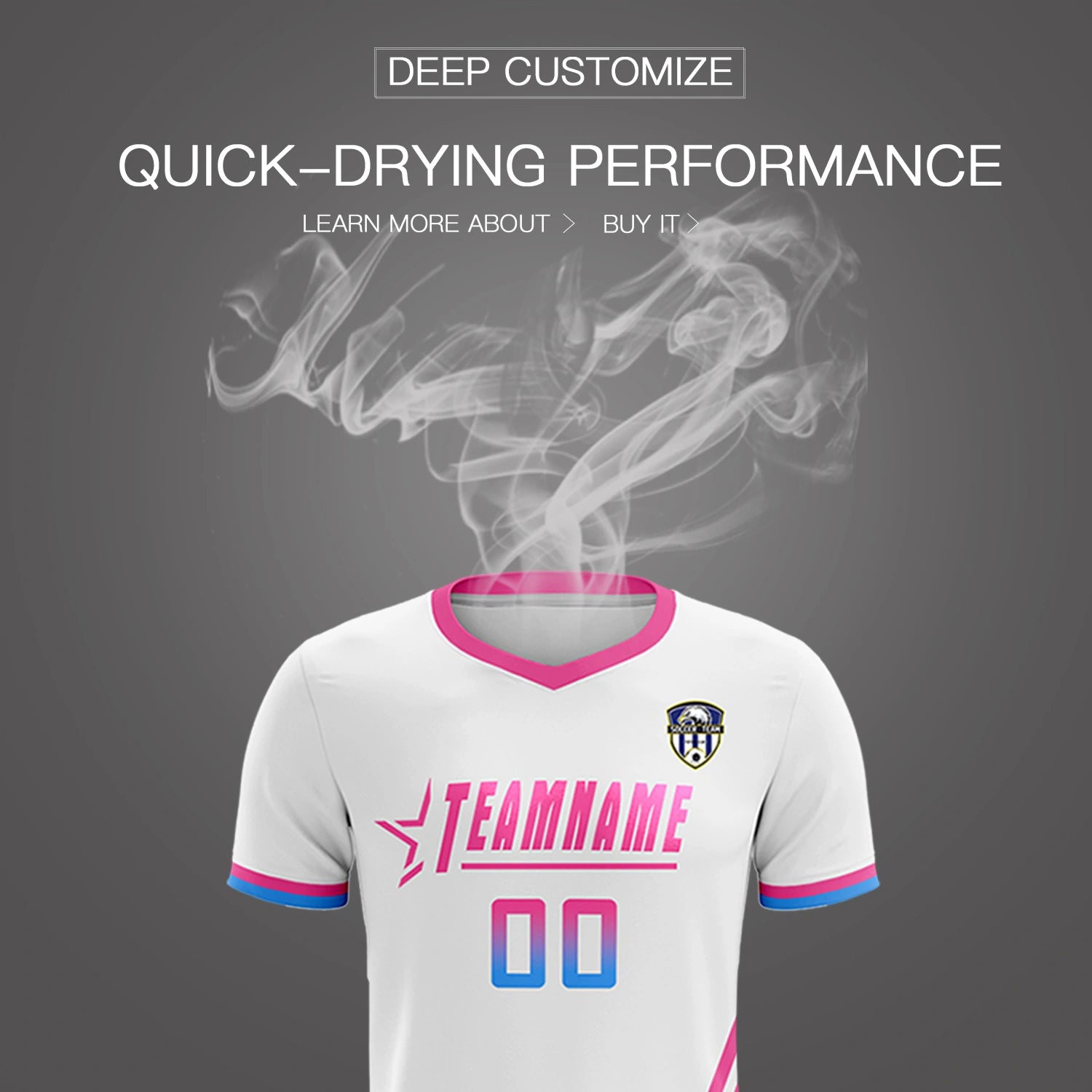 Custom White Pink-Powder Blue Gradient Fashion Sportswear Soccer Sets Jersey