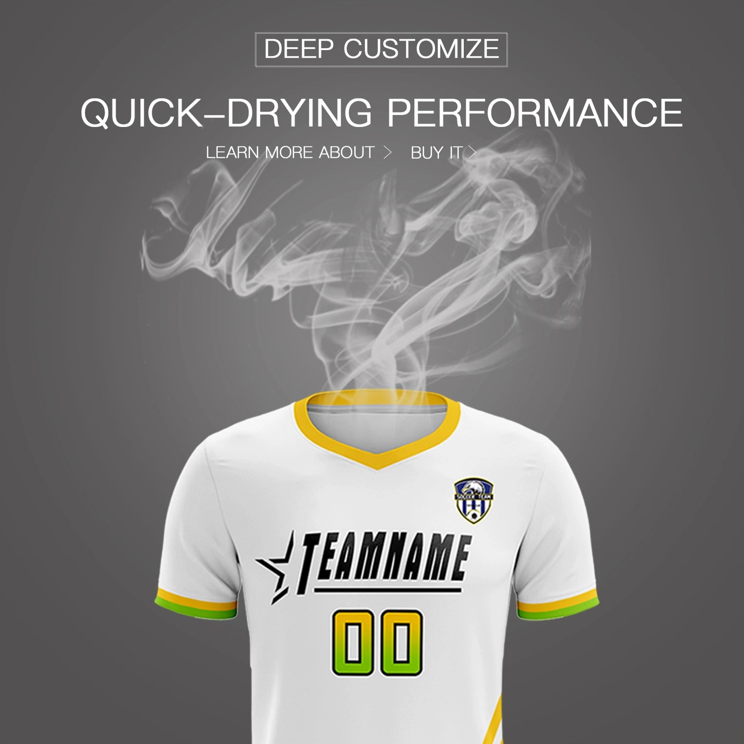 Custom White Gold01-Neon Green Gradient Fashion Sportswear Soccer Sets Jersey