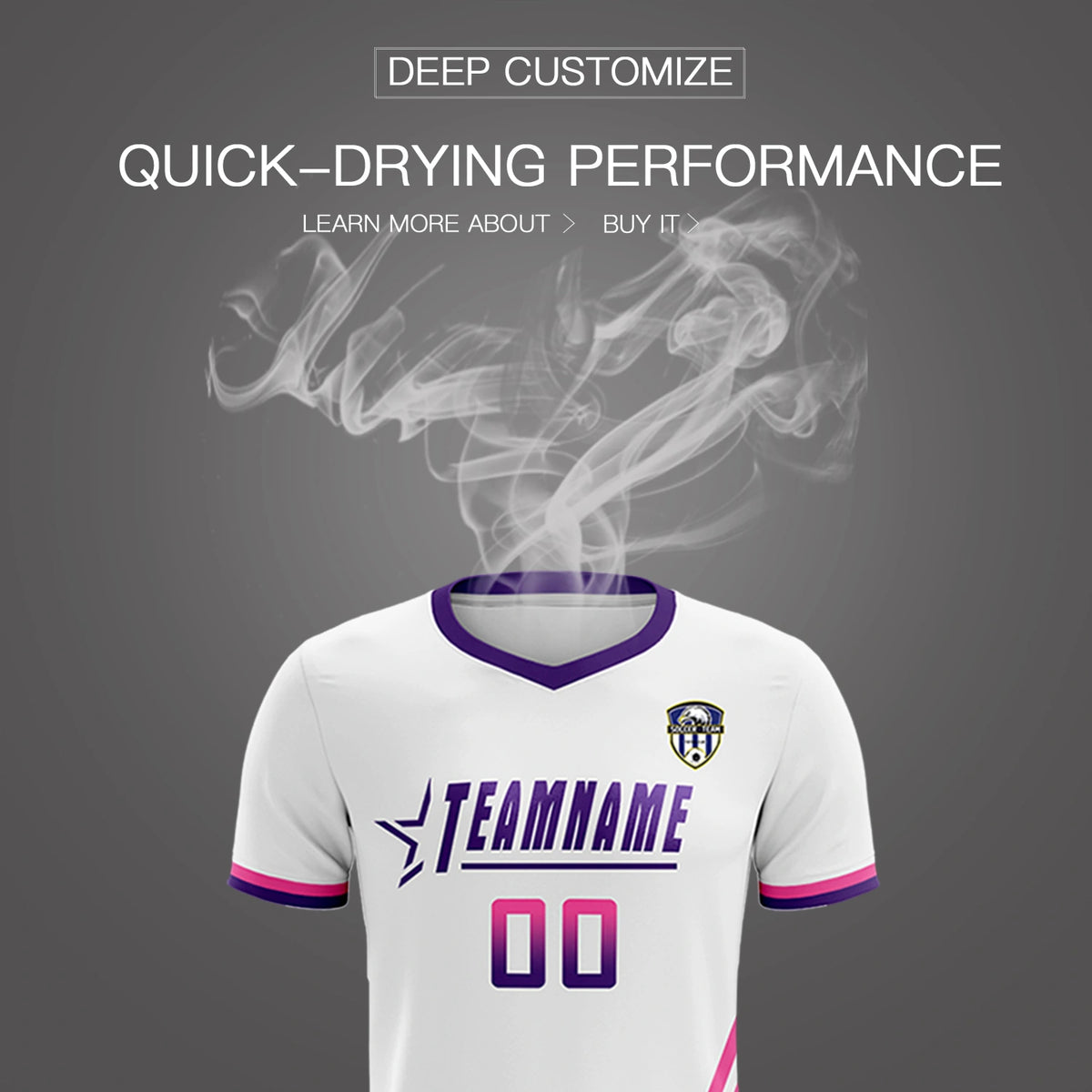 Custom White Pink-Purple Gradient Fashion Sportswear Soccer Sets Jersey