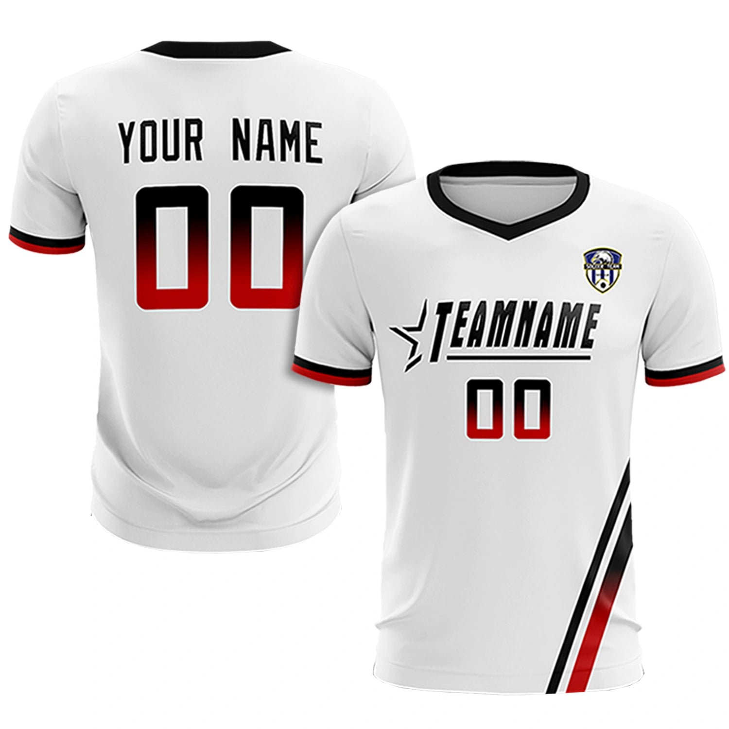 Custom White Black-Red Gradient Fashion Sportswear Soccer Sets Jersey