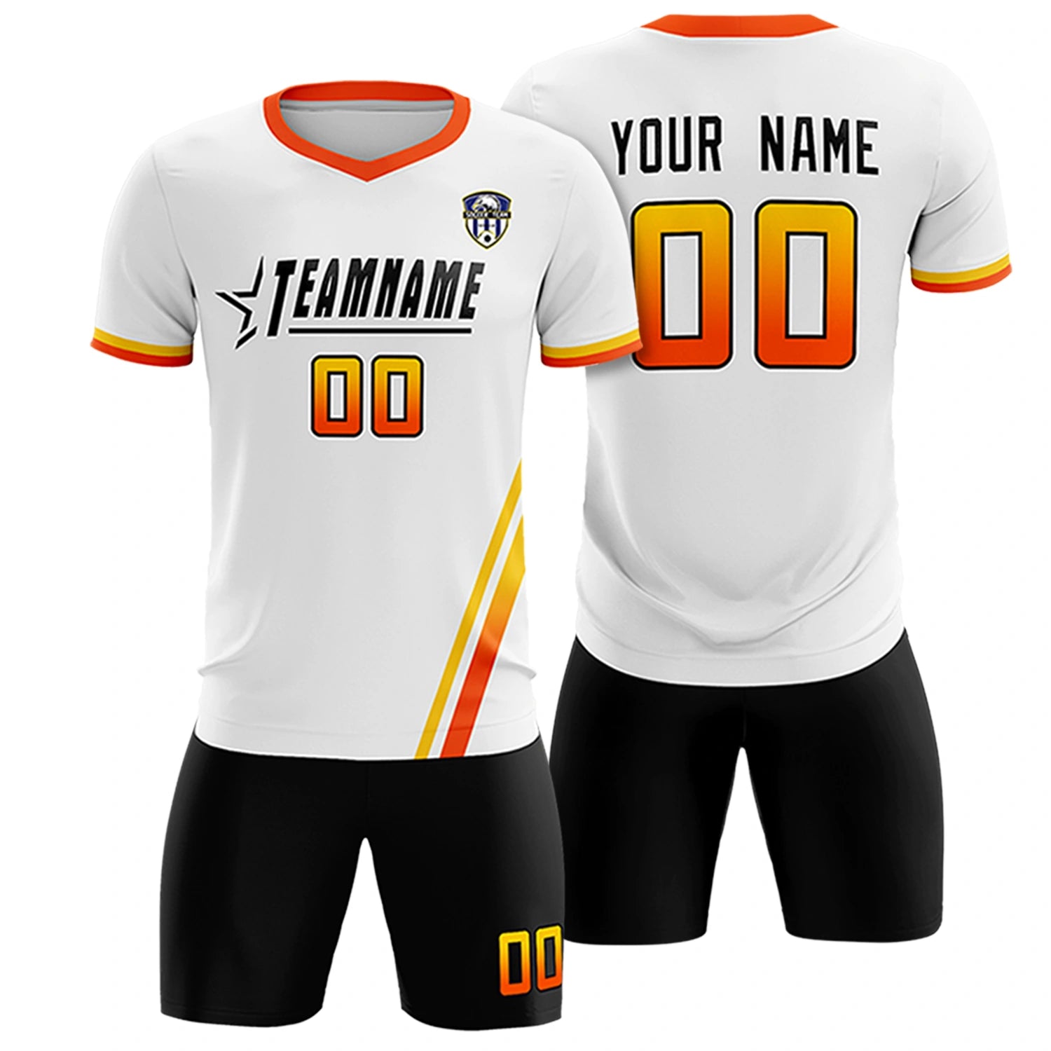 Custom White Gold01-Orange Gradient Fashion Sportswear Soccer Sets Jersey