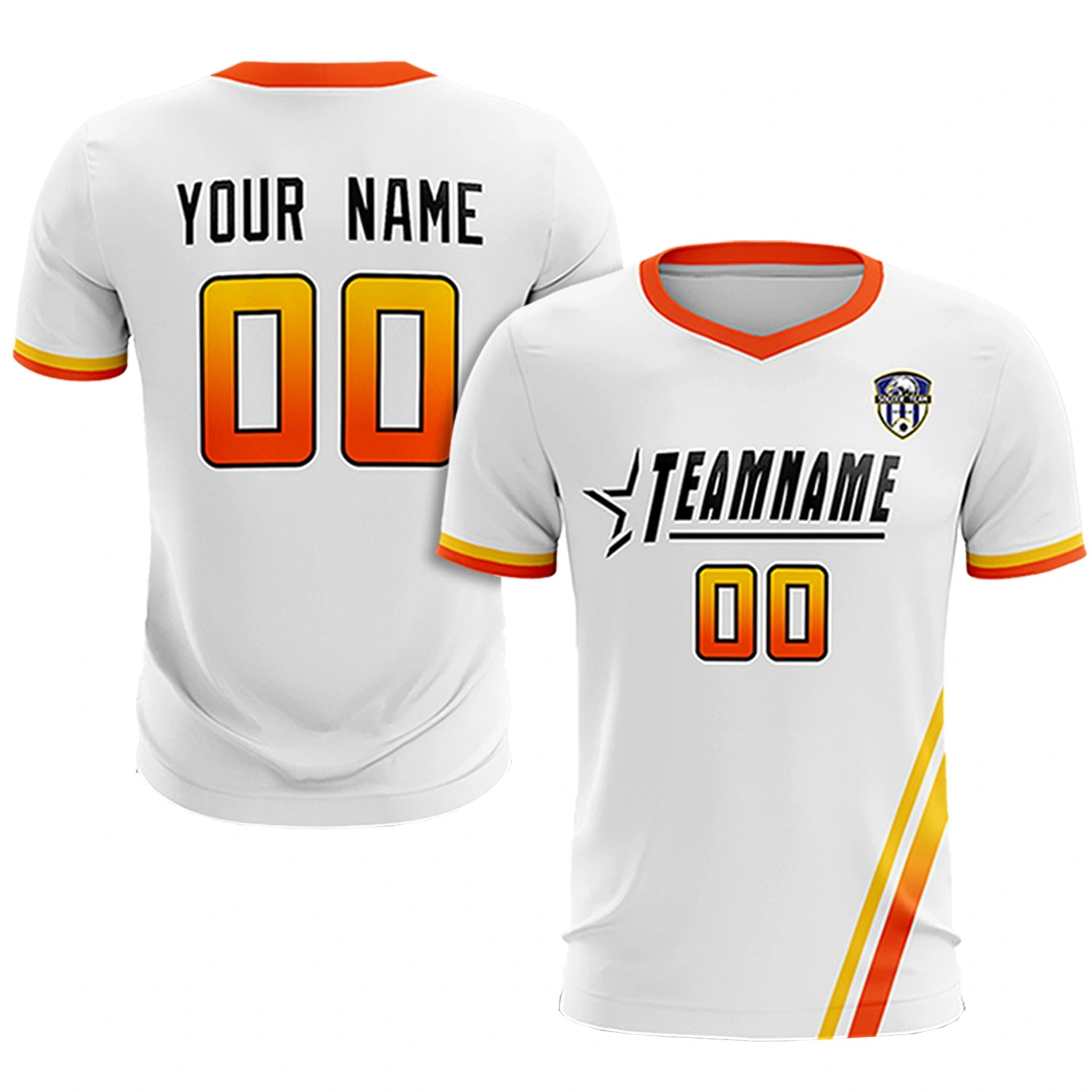 Custom White Gold01-Orange Gradient Fashion Sportswear Soccer Sets Jersey
