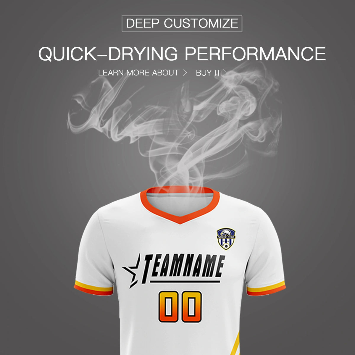 Custom White Gold01-Orange Gradient Fashion Sportswear Soccer Sets Jersey
