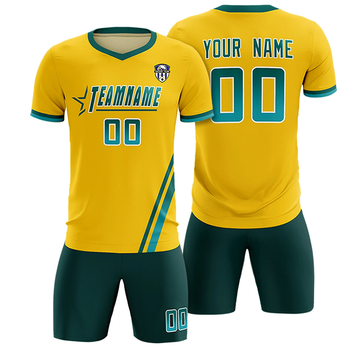 Custom Gold01 Aqua-Aqua Gradient Fashion Sportswear Soccer Sets Jersey