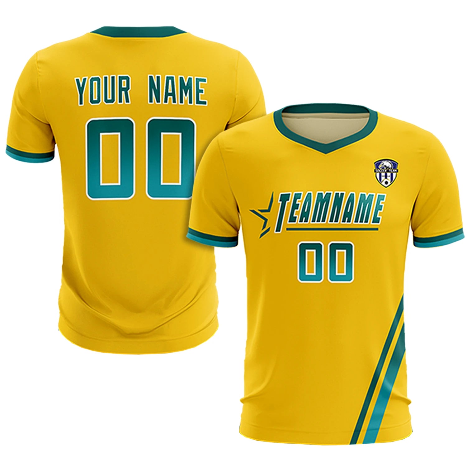 Custom Gold01 Aqua-Aqua Gradient Fashion Sportswear Soccer Sets Jersey