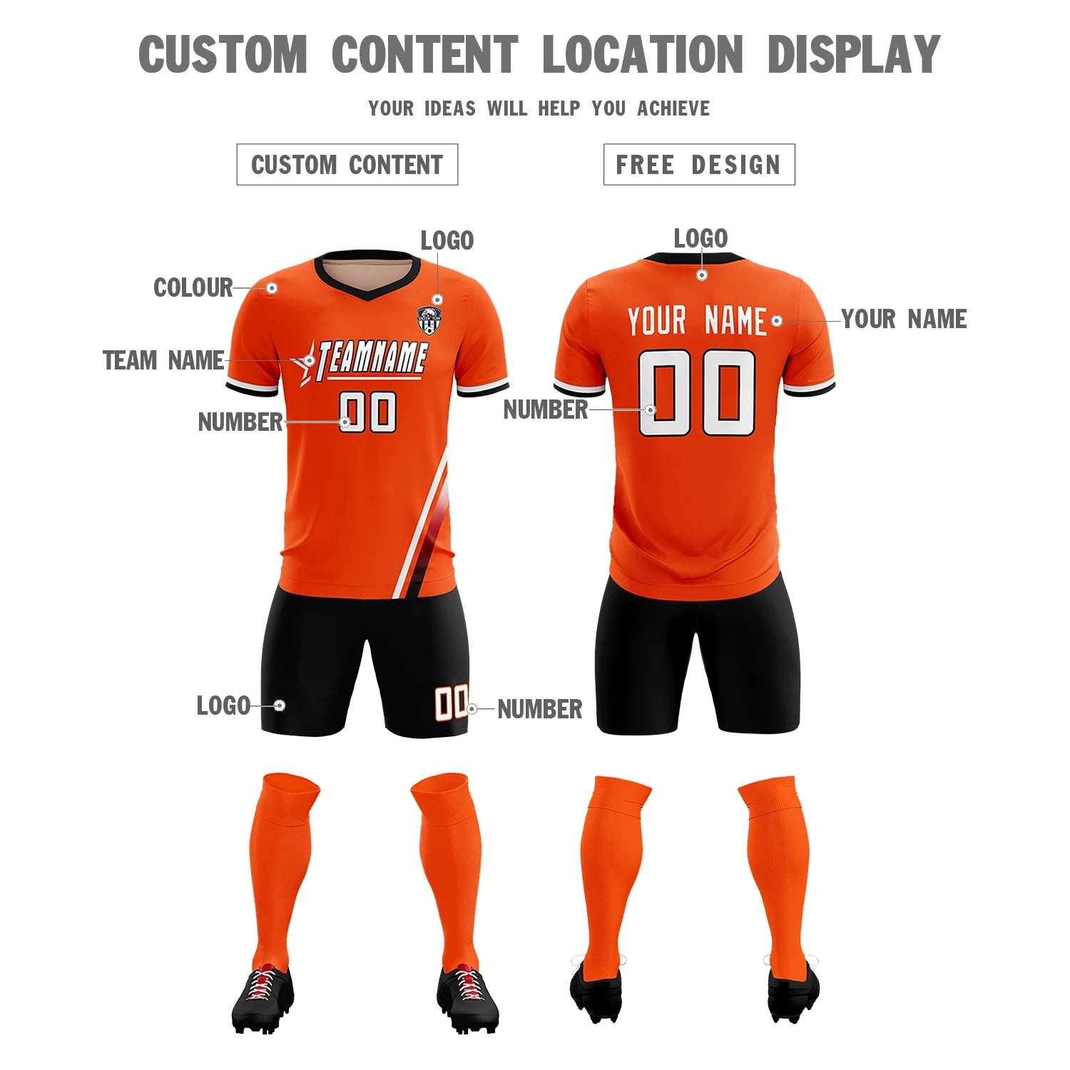 Custom Orange White-Red Gradient Fashion Sportswear Soccer Sets Jersey