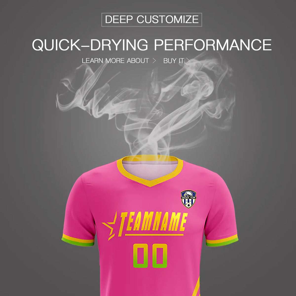Custom Pink Gold01-Neon Green Gradient Fashion Sportswear Soccer Sets Jersey