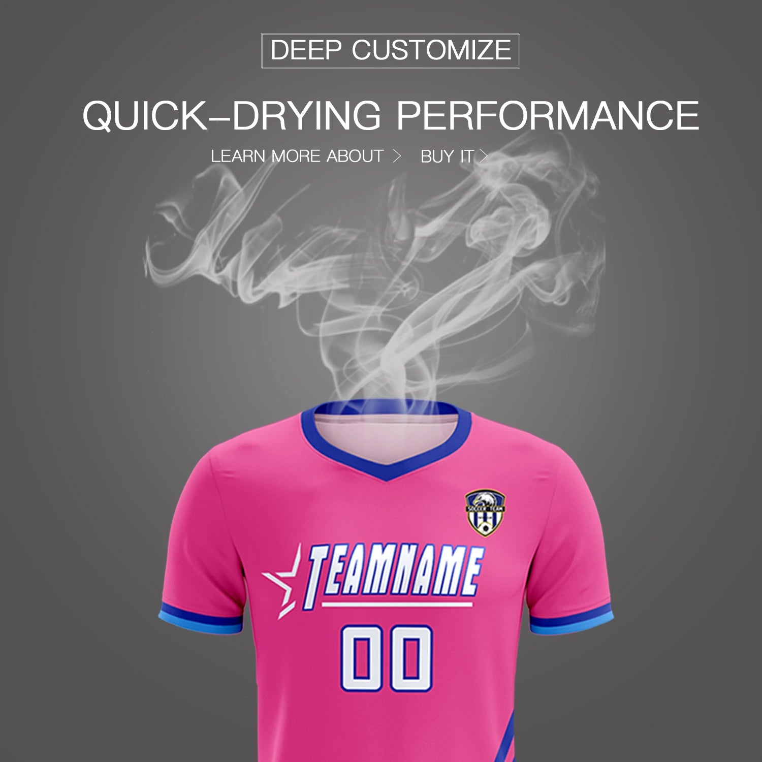 Custom Pink Royal Blue-Powder Blue Gradient Fashion Sportswear Soccer Sets Jersey