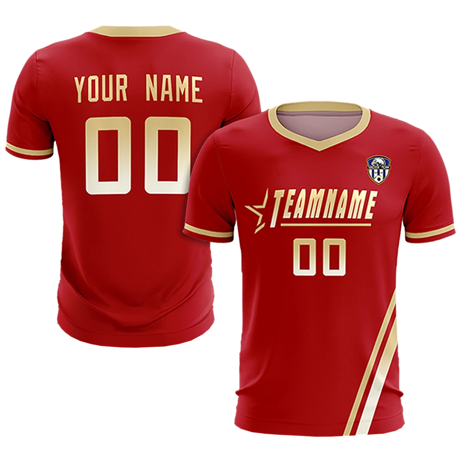 Custom Red Khaki-Khaki Gradient Fashion Sportswear Soccer Sets Jersey